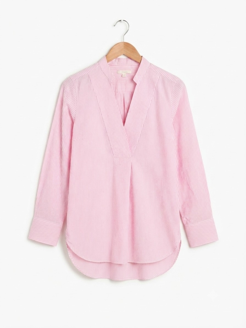 ANN MASHBURN Pink Striped V-Neck Tunic Blouse Size S
